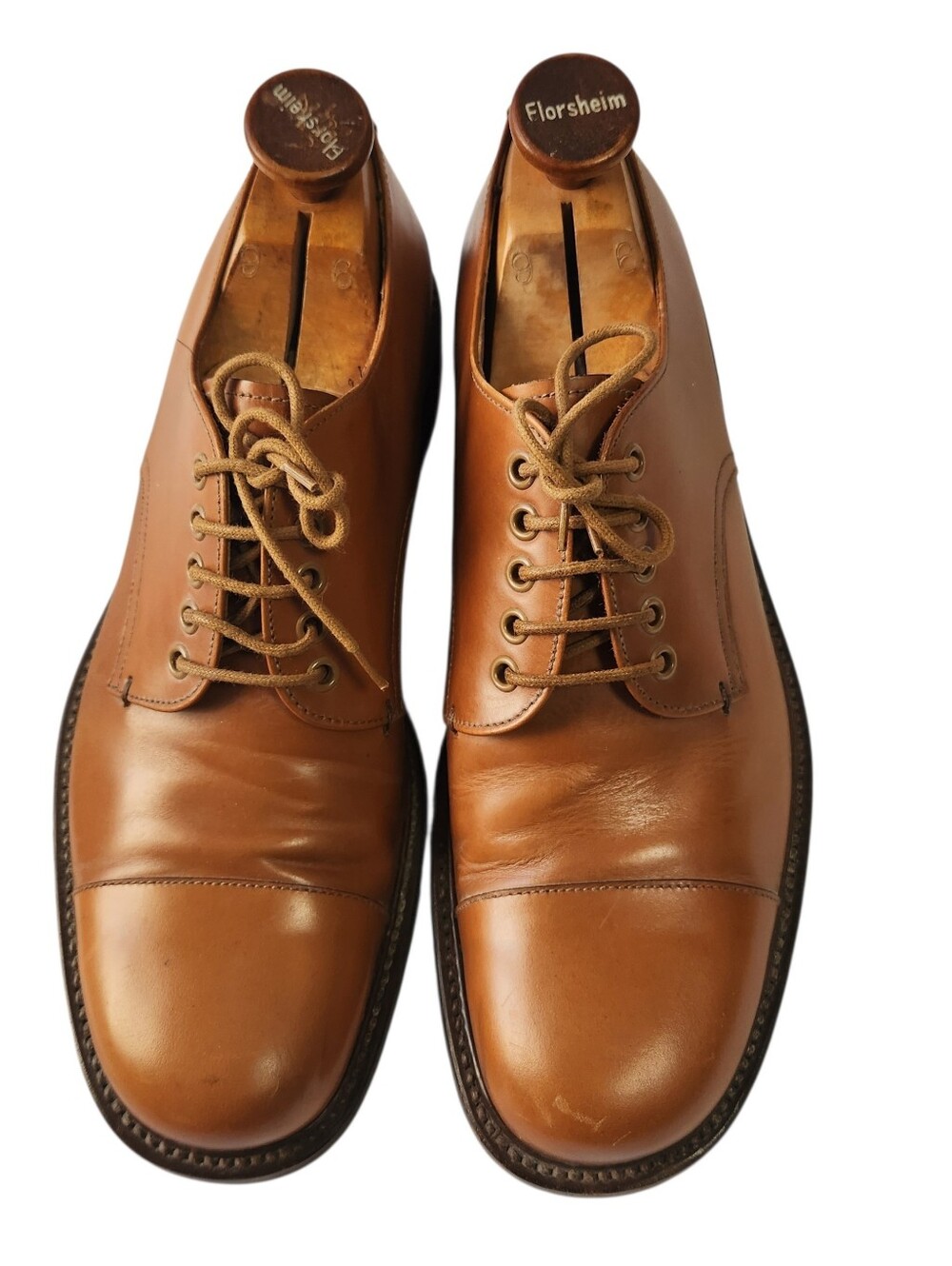 Prada Psu 578 Renoir Nero Men's Tan Leather Cap-Toe Oxfords
